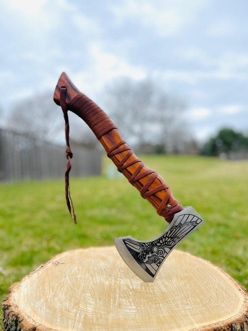 RA-129 Custom Handmade Carbon Steel Viking Axe, Battle Axe, Beard Axe, Father's Day, Gift For Men - Ragnar Armoury