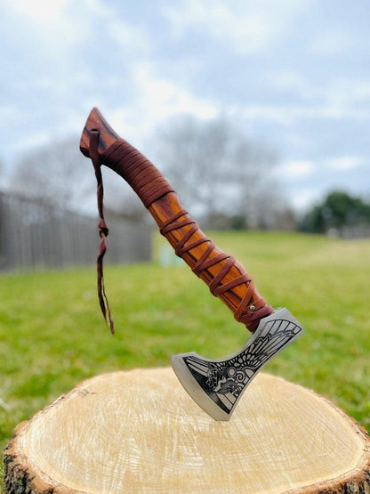 RA-129 Custom Handmade Carbon Steel Viking Axe, Battle Axe, Beard Axe, Father's Day, Gift For Men - Ragnar Armoury