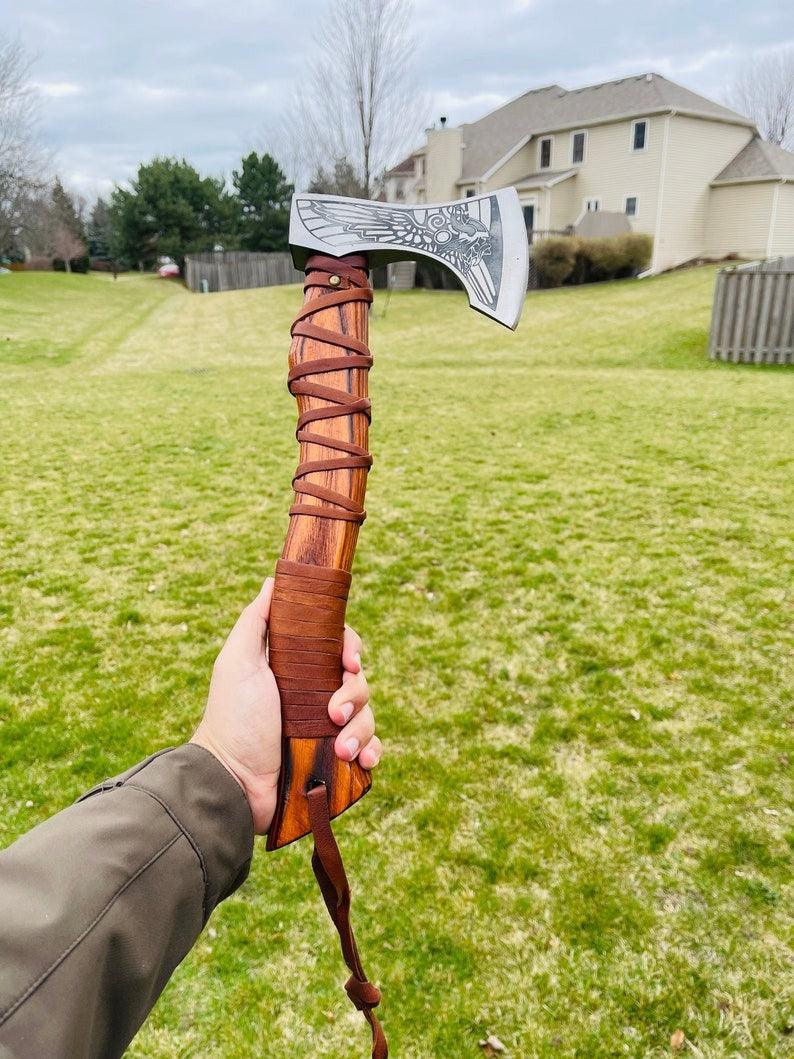 RA-129 Custom Handmade Carbon Steel Viking Axe, Battle Axe, Beard Axe, Father's Day, Gift For Men - Ragnar Armoury