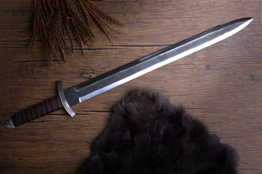 Handmade High Carbon Steel Viking Sword With Leather Cover
