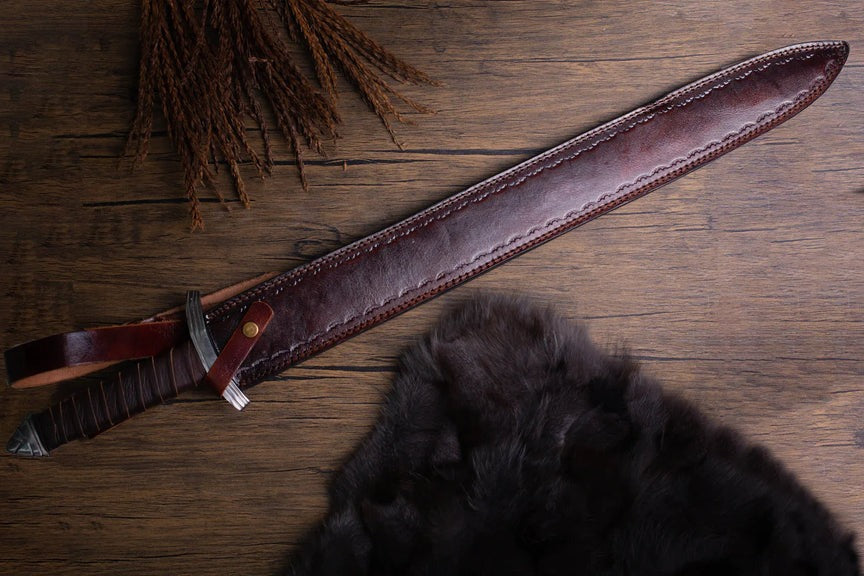 Handmade High Carbon Steel Viking Sword With Leather Cover