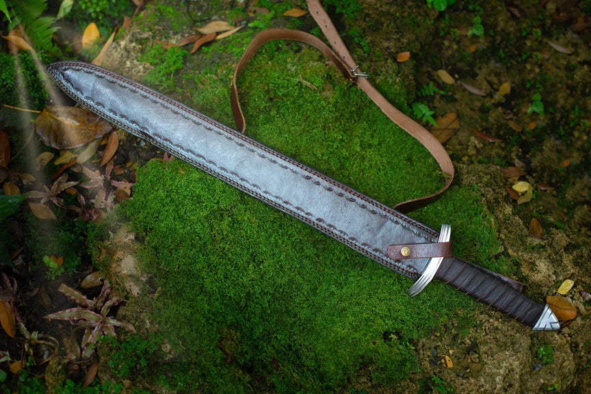 Handmade High Carbon Steel Viking Sword With Leather Cover