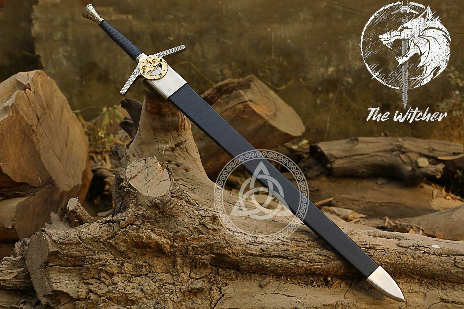 Silver Wolf Warrior Sword Replica with Renfri Brooch – Witcher Inspired