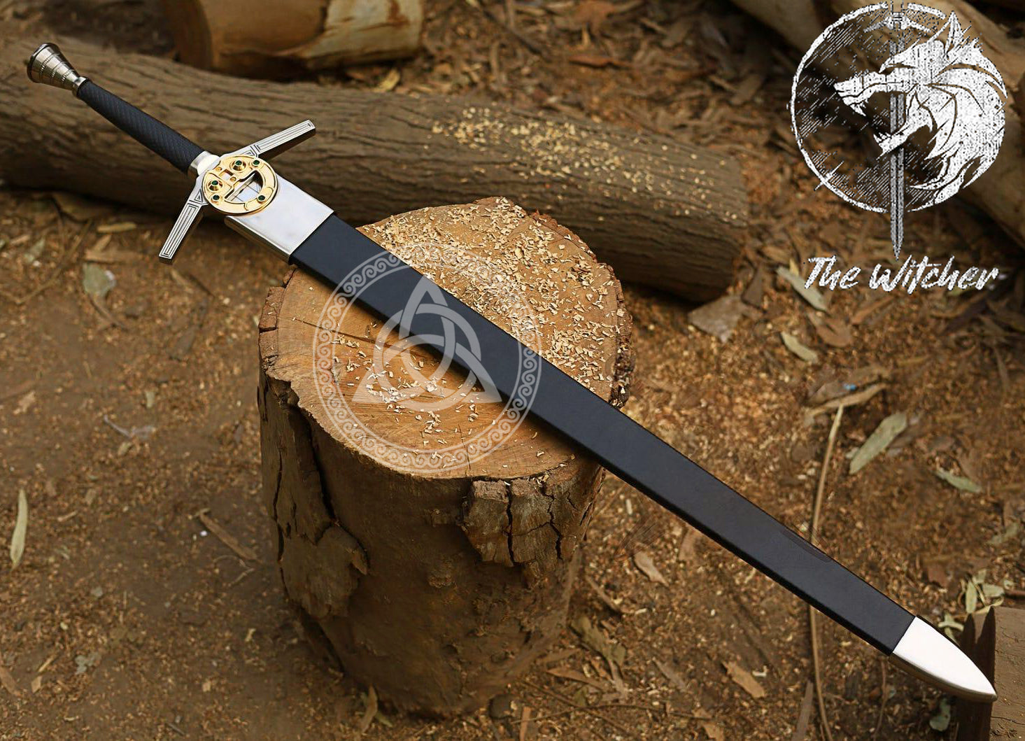 Silver Wolf Warrior Sword Replica with Renfri Brooch – Witcher Inspired