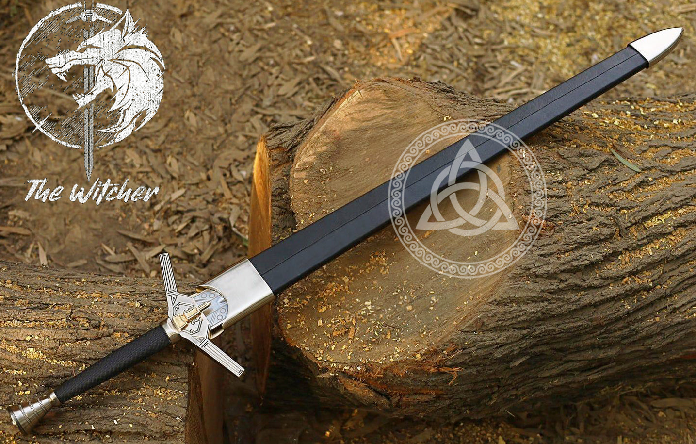 Silver Wolf Warrior Sword Replica with Renfri Brooch – Witcher Inspired