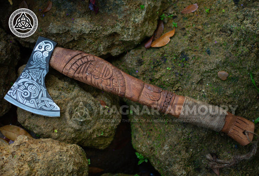 RA-195 Hand Forged Viking Axe, Personalized Axe, Hiking axe, warrior axe, Wedding Gift Axe, Christmas Gift