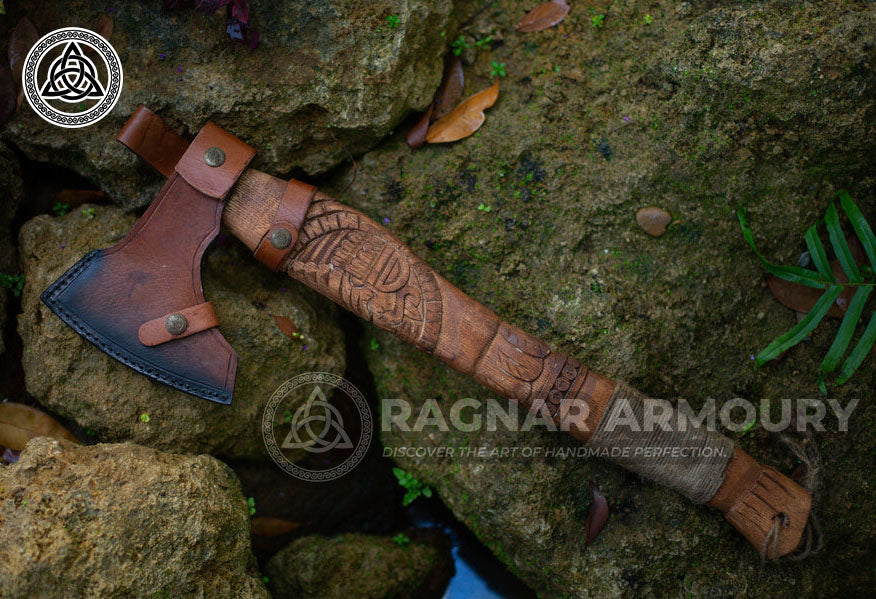 RA-195 Hand Forged Viking Axe, Personalized Axe, Hiking axe, warrior axe, Wedding Gift Axe, Christmas Gift - Ragnar Armoury