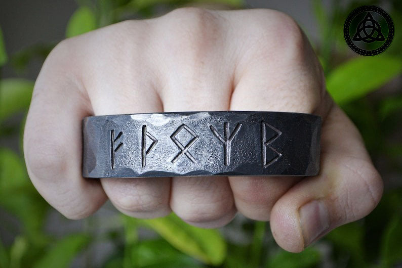 RA-169 Hand Forged Runes Bracelet, Viking Iron Bracelet, Personalized Metal Bracelet, Bracelet for Men, Nordic Bracelet, Viking Bracelet - Ragnar Armoury