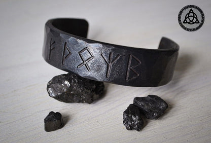 RA-169 Hand Forged Runes Bracelet, Viking Iron Bracelet, Personalized Metal Bracelet, Bracelet for Men, Nordic Bracelet, Viking Bracelet - Ragnar Armoury