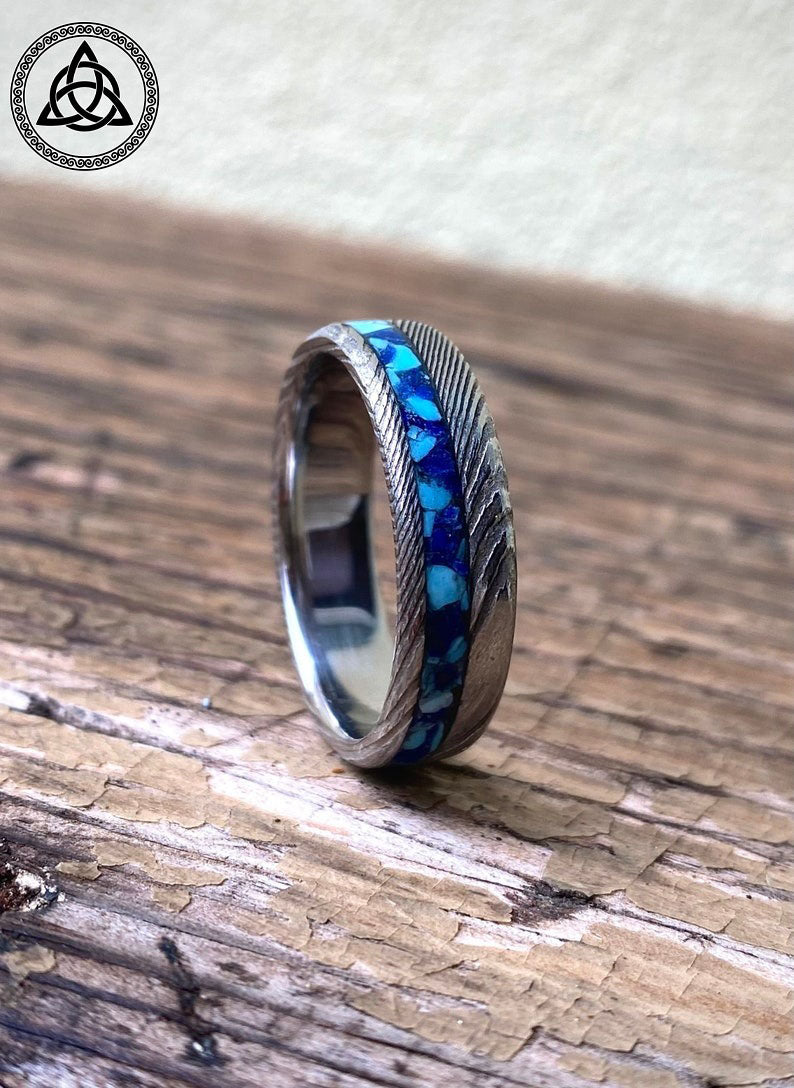 RA-226 Handmade Damascus Steel Ring, Premium Ring, Wedding Promise Ring, Gift For Men - Ragnar Armoury