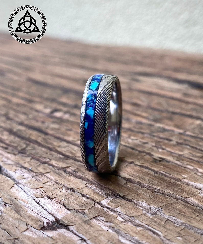 RA-226 Handmade Damascus Steel Ring, Premium Ring, Wedding Promise Ring, Gift For Men - Ragnar Armoury