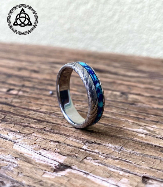 RA-226 Handmade Damascus Steel Ring, Premium Ring, Wedding Promise Ring, Gift For Men - Ragnar Armoury