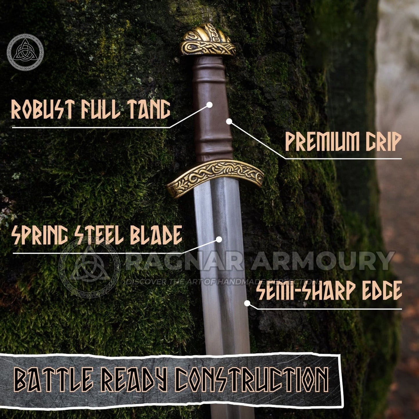 RA-228 SPRING STEEL VIKING SWORD ELDBROTI, Legendary Viking Swords, Vikings Swords Of King, Gift For Men - Ragnar Armoury