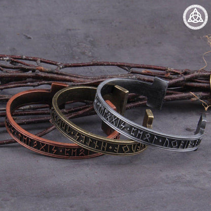 RA-170 Elder futhark runes Bracelet, Viking Bracelet, Made of Copper, Steel, Bronze, Handmade Bracelet - Ragnar Armoury