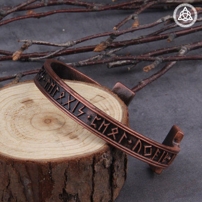 RA-170 Elder futhark runes Bracelet, Viking Bracelet, Made of Copper, Steel, Bronze, Handmade Bracelet - Ragnar Armoury