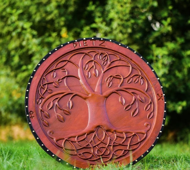 RA-263 Yggdrasil Tree of Life Carved Viking Shield, Norse Shield, Wall Hanging Shield, Wall Decor, Gift For Men, Christmas Gift - Ragnar Armoury