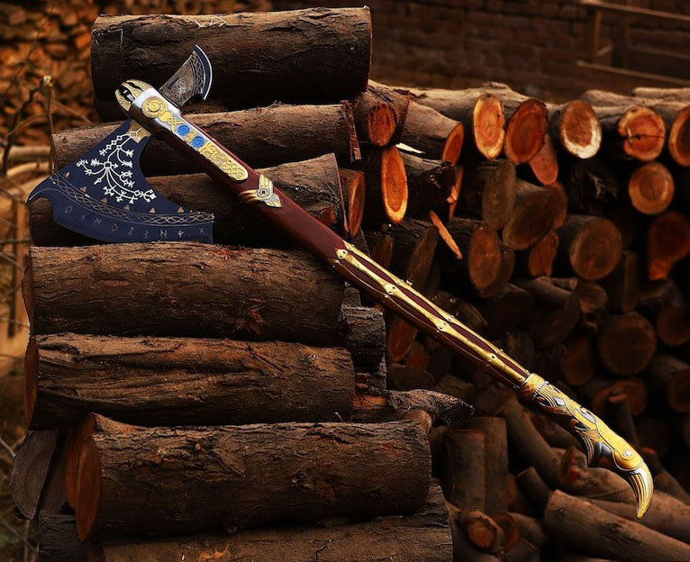 Handmade God of War Leviathan Axe - Kratos Axe Replica | Groomsmen Gift | Halloween & Christmas Present | RA-290