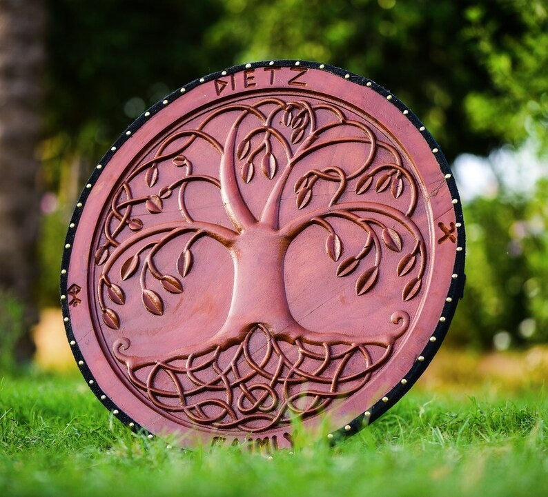 RA-263 Yggdrasil Tree of Life Carved Viking Shield, Norse Shield, Wall Hanging Shield, Wall Decor, Gift For Men, Christmas Gift - Ragnar Armoury