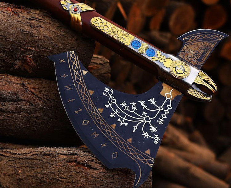 Handmade God of War Leviathan Axe - Kratos Axe Replica | Groomsmen Gift | Halloween & Christmas Present | RA-290