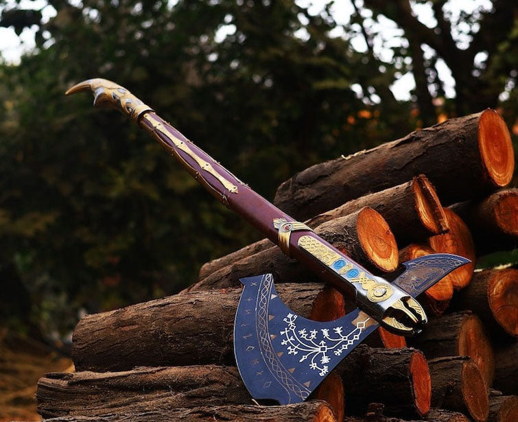 Handmade God of War Leviathan Axe - Kratos Axe Replica | Groomsmen Gift | Halloween & Christmas Present | RA-290