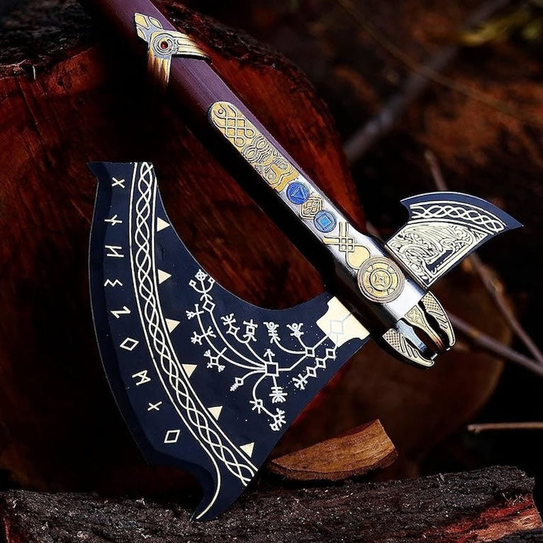 Handmade God of War Leviathan Axe - Kratos Axe Replica | Groomsmen Gift | Halloween & Christmas Present | RA-290