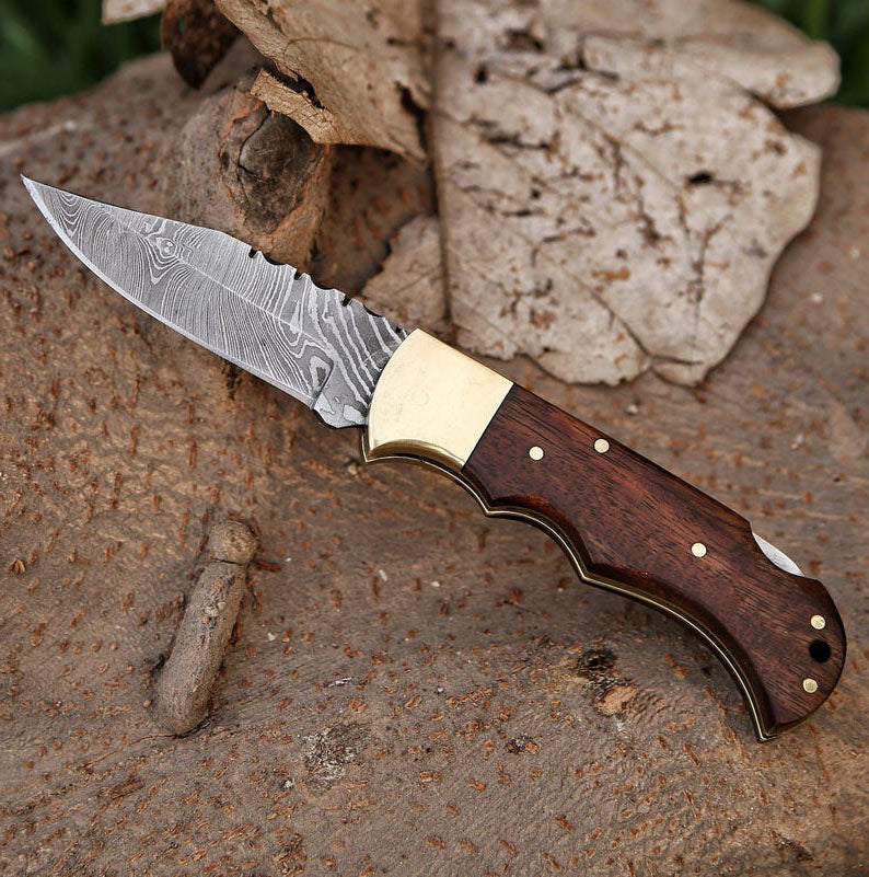 RA-276 Forged Damascus Steel Folding Pocket Knife, EDC Carry Knife, Gift For Him, Christmas Gift - Ragnar Armoury