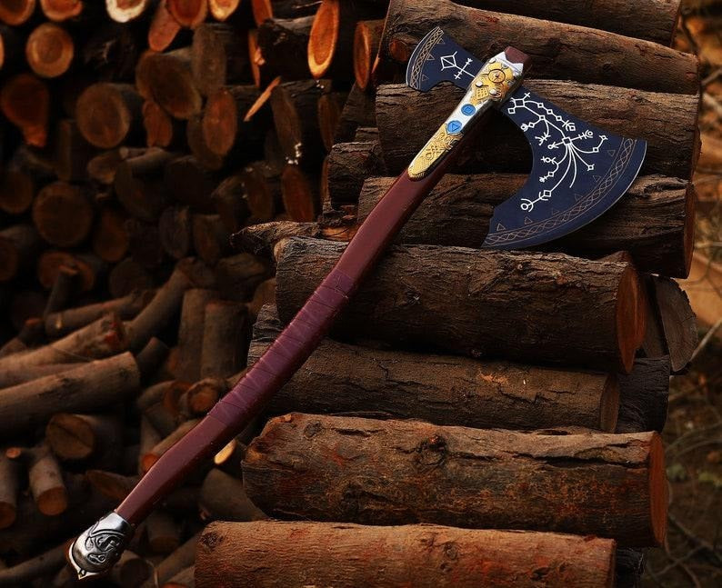 Handmade Kratos Leviathan Axe - God of War Axe Replica | Groomsmen Gift | Birthday & Christmas | RA-291