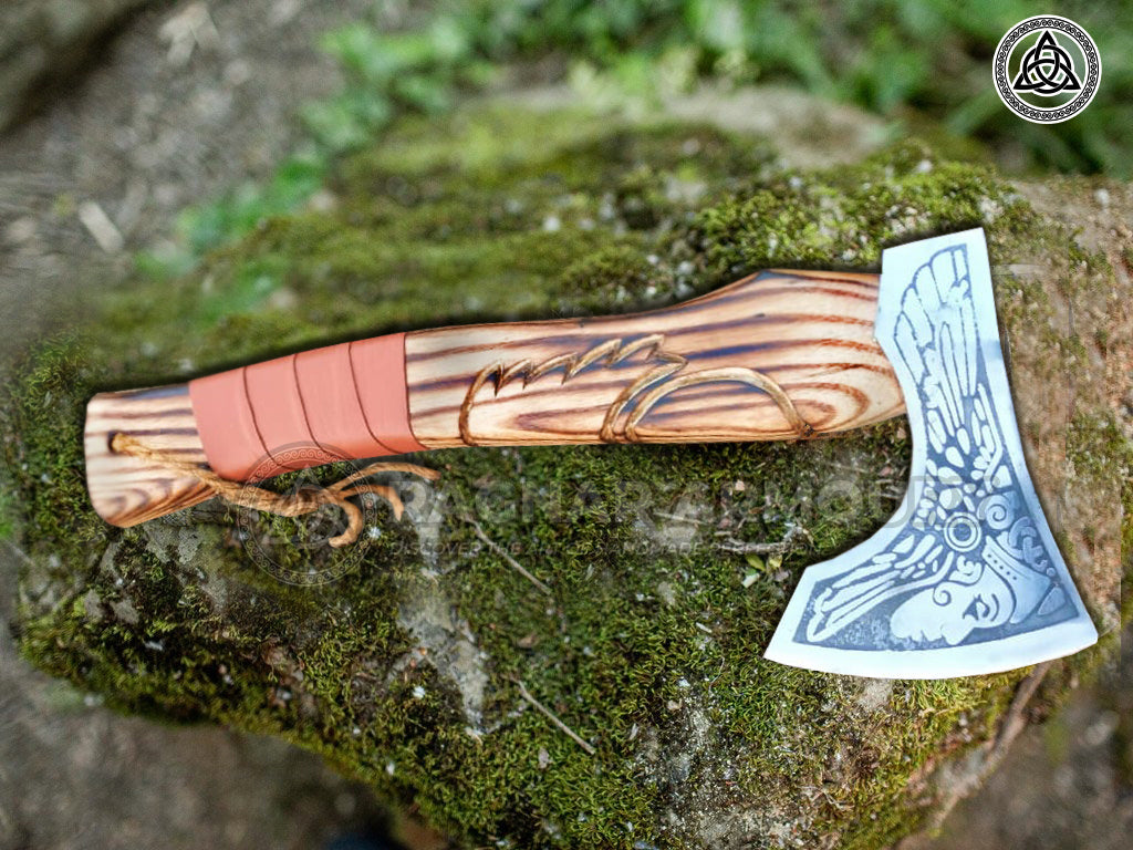 RA-239 Handmade Valkyrie's Viking Axe, Personalized Viking Axe, Gift For Husband, Hand Forged Axe For Men - Ragnar Armoury