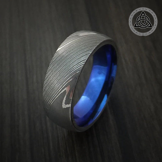 RA-176 Handmade Damascus Steel Ring, Premium Damascus Steel High Quality Made Ring, Damascus Wedding Ring - Ragnar Armoury