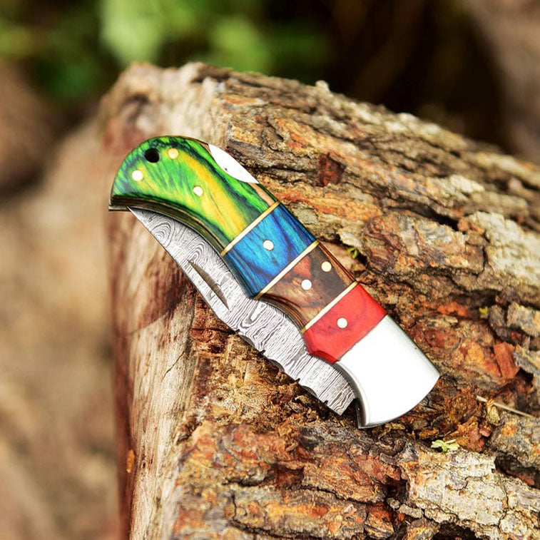 RA-278 Forged Damascus Steel Folding Pocket Knife, EDC Carry Knife, Damascus Steel Knife, Gift For Him, Christmas Gift - Ragnar Armoury