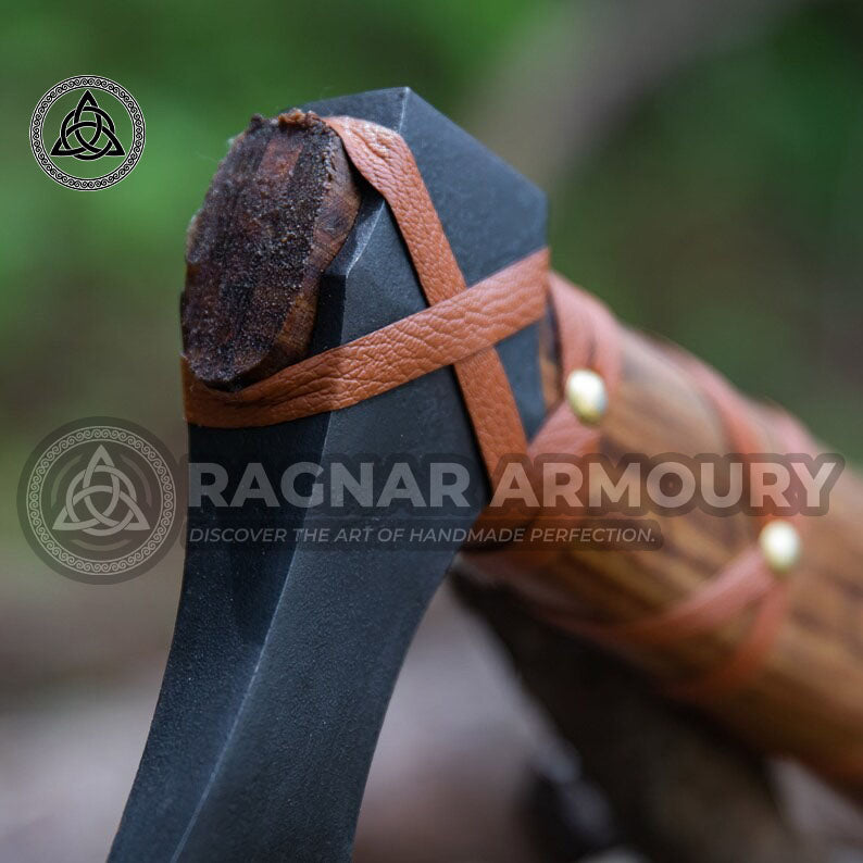 RA-185 Hand Forged Viking Bearded Axe, Skeggöx, Handcrafted axe, Personalized Scandinavian Axe, Viking Runes Axe, Personalized axe gift - Ragnar Armoury