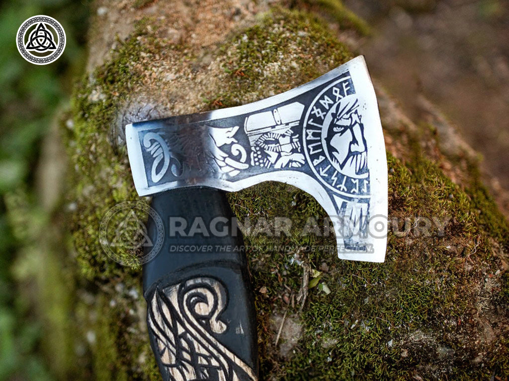 RA-233 Hand Forged Mini Viking Axe, Throwing Axe, Scandinavian Axe, Premium Viking Axe in Mini Style, Gift For Men, Gift For Him, Christmas Gift - Ragnar Armoury