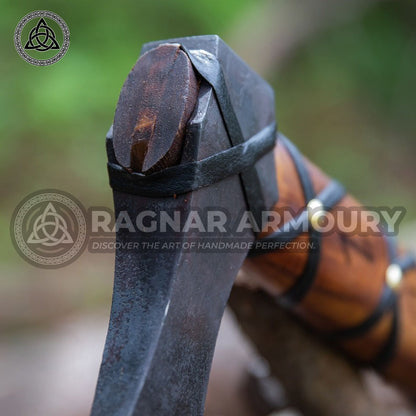 RA-184 Hand Forged Viking Bearded Axe, Skeggöx, Handcrafted axe, Viking Runes Axe, Personalized axe gift - Ragnar Armoury