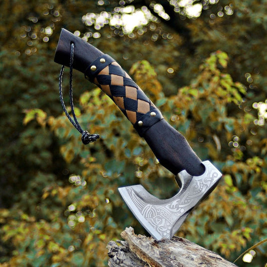 RA-245 Hand Forged High Carbon Steel Mini Viking Axe, Viking Battle Axe, Skeggox, Gift For Him, Halloween Gift, Christmas Gift