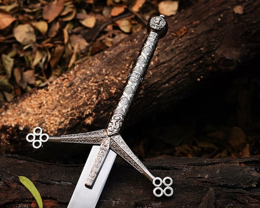 RA-280 Hand Forged Scottish Claymore Sword Stainless Steel Medieval Sword With Sheath, Damascus Steel Sword, Viking Sword, Gift For Men, Wedding Gift, Wall Decor Sword, Halloween Gift, Christmas Gift