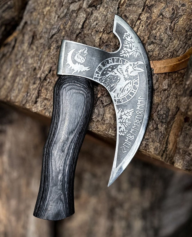 RA-265 Hand-Forged Odin Raven Pizza Axe, Viking Axe Pizza Cutter, Viking Heritage Pizza Axe, Gift For Men, Gift For Husband, Christmas Gift - Ragnar Armoury