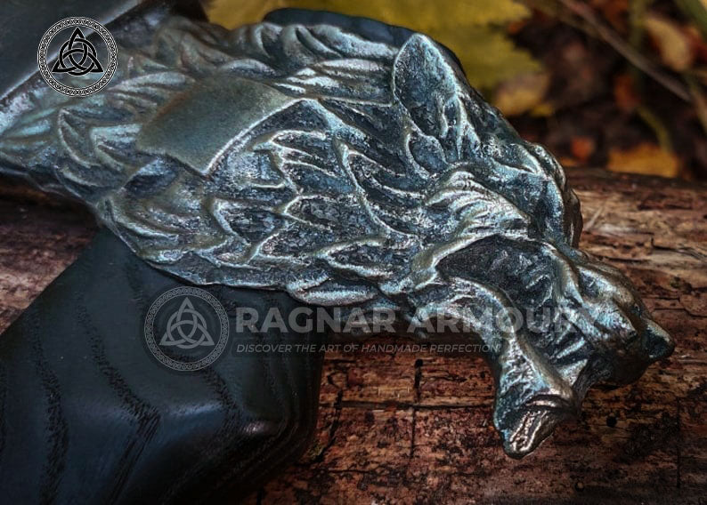 RA-180 Handmade Wolf Fenrir Head Axe, Viking axe, Handcrafted axe, Heritage gift, Camping axe, Gift For Men - Ragnar Armoury