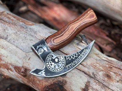 RA-266 Helm Of Awe With Viking Runes Pizza Cutter, Forged Pizza Cutter, Gift For Husband, Gift For Men, Xmas Gift, Christmas Gift - Ragnar Armoury