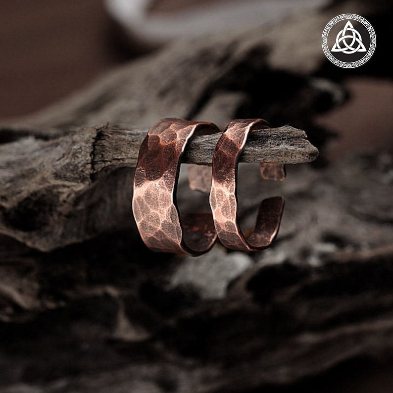 RA-158 Couple pair rings, Adjustable copper ring, Viking style for man and woman, Viking Ring, Viking Jewelry - Ragnar Armoury