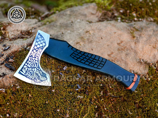 RA-234 Handmade Norse Dragon Functional Medieval Mini Viking Axe, Throwing Axe, Personalized Viking Axe, Gift For Men, Anniversary Gift, Halloween Gift, Christmas Gift