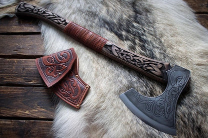 RA-282 Premium Style Viking Axe, Handmade Viking Axe, Premium Axe For Gentlemen, Christians Gift, Scandinavian Axe