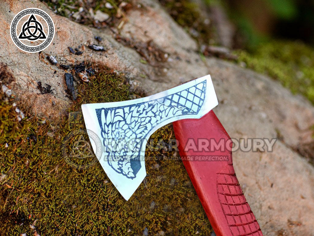 RA-235 Handmade Norse Dragon Functional Medieval Mini Viking Axe, Throwing Axe, Personalized Viking Axe, Gift For Men, Anniversary Gift, Halloween Gift, Christmas Gift - Ragnar Armoury