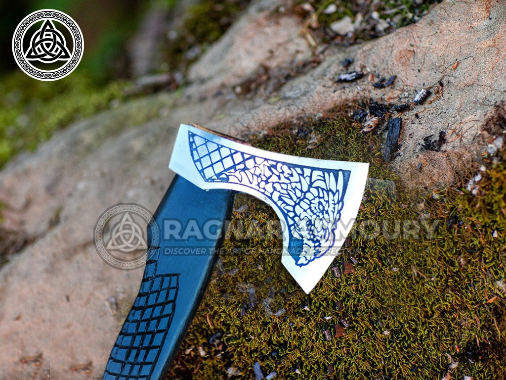 RA-234 Handmade Norse Dragon Functional Medieval Mini Viking Axe, Throwing Axe, Personalized Viking Axe, Gift For Men, Anniversary Gift, Halloween Gift, Christmas Gift - Ragnar Armoury