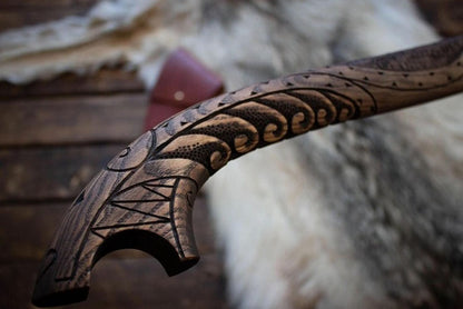 RA-283 Scandinavian Nordic Style Viking Axe, Jörmungandr Craved Handle Axe, Premium Style Axe, Christmas Gift