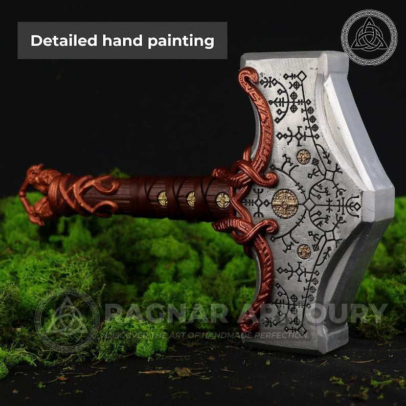 RA-210 Mjolnir Solid Metal Thor Hammer, Handmade Thor's Hammer, Deep Hand Engraved Hammer, Gift For Men, Christmas Gift, Halloween Gift - Ragnar Armoury