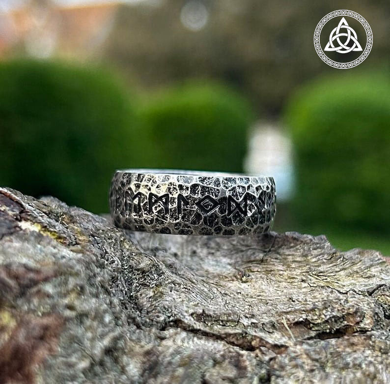 RA-161 Hammered Viking Ring, Viking Jewelry, Silver Ring, Nordic Norse Rune Odin, Gothic Jewelry, Anniversary Birthday Gift - Ragnar Armoury