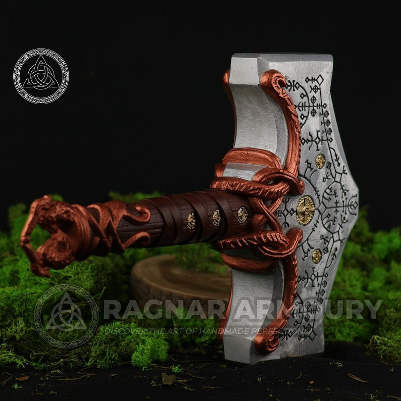 RA-210 Mjolnir Solid Metal Thor Hammer, Handmade Thor's Hammer, Deep Hand Engraved Hammer, Gift For Men, Christmas Gift, Halloween Gift - Ragnar Armoury