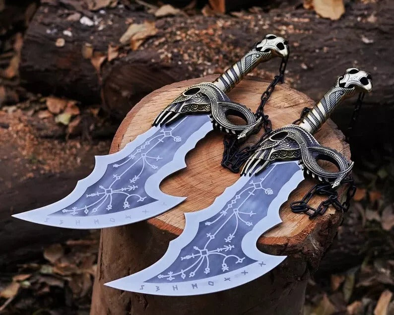 RA-251 God of War Blades of Chaos Metal, God of war blade of Chaos replica blades, God of War Blades of Chaos Sword Twin Blades Christmas Gift, Gift For Men, Halloween Gift - Ragnar Armoury