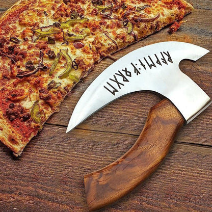 RA-270 Viking Runes Etched Pizza Axe, Hand-Forged Viking Pizza Axe, Halloween Gift, Xmas Gift, Christmas Gift - Ragnar Armoury