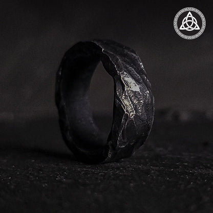 RA-162 Hand Forged Ring, Men's Wedding Ring, Statement Ring, Black Wedding Band, Men's Rings, Viking Ring, Norse mythology Ring - Ragnar Armoury